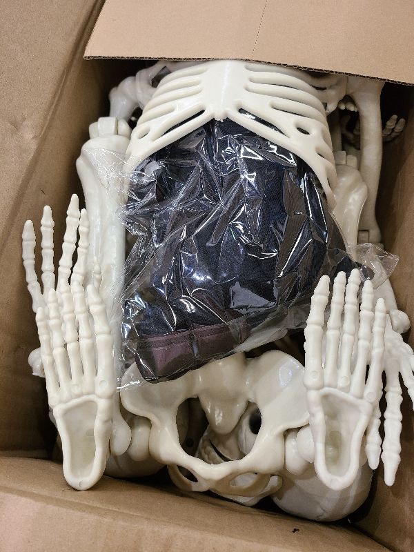 Photo 1 of 2 Pack 36" Halloween Skeleton Decorations, 3 ft Life Size Posable Skeleton Full Body with Movable Joints Plastic Skeleton for Yard Porch Garden Haunted House Graveyard Decoration