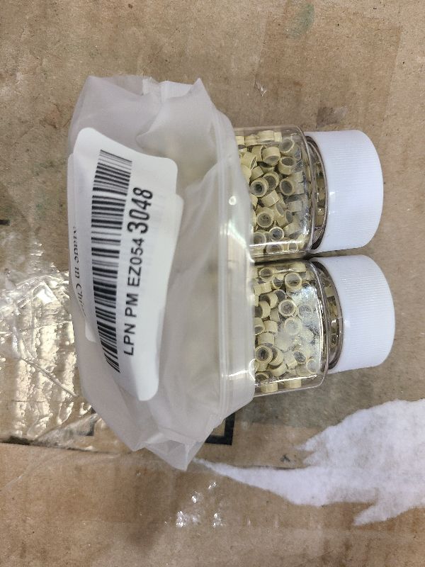 Photo 1 of 1500Pcs Silicone Beads for Hair Extensions, 5mm Silicone Lined Beads Microlink Rings Hair Extensions Tool (Blonde, 5mm)