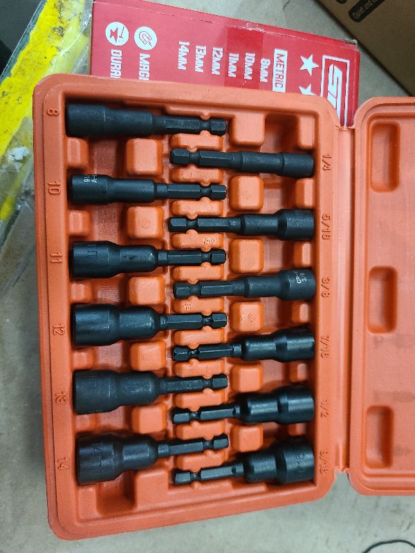 Photo 1 of 12-Piece Magnetic Nut Driver Set - Premium Impact Power Hex Nut Driver Drill Bit Master Kit, SAE & Metric, 1/4-Inch Quick-Change