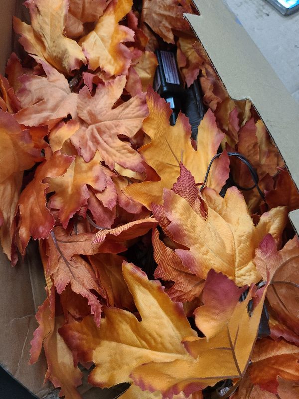 Photo 1 of 2 Pack 4FT Artificial Lighted Maple Tree, Fall Decorations for Home with Timer, 100 LED Prelit Fall Decor Maple Tree with Warm White Light for Indoor Outdoor Harvest Halloween Thanksgiving Day, Orange