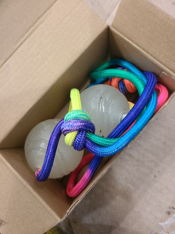 Photo 1 of 2 Pcs Dog Training Ball on Rope Glow in The Dark Ball 2.36 Inch Toys with 12 Inch Rope for Small Large Medium Dogs Glowing Interactive Pull Reward Fetch Exercise Toy