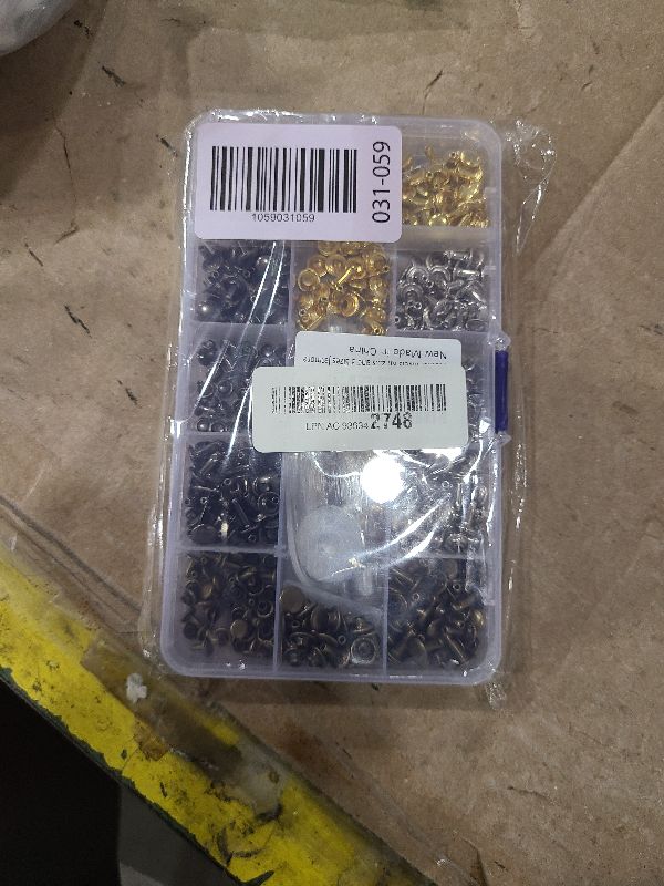 Photo 1 of 240 Sets Leather Rivets Kit, Double Cap Brass Rivets Leather Studs with 3PCS Setting Tools for Leather Repair and Crafts, 4 Colors and 3 Sizes