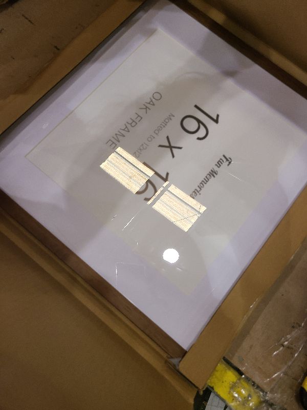 Photo 1 of 16x16 Oak Picture Frame, 16x16 Matted Frame For 12x12 Picture, Square Wood Frame for Vertical and Horizontal Display on Wall and Table (Walnut, 1 Pack)