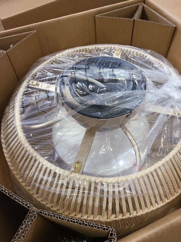 Photo 1 of 20" Boho Rattan Ceiling Fan with Lights, Flush Mount Caged Ceiling Fan with Remote, 6 Speed, Timing, Reversible Blades Enclosed Farmhouse Fan Lights for Bedroom, Kitchen