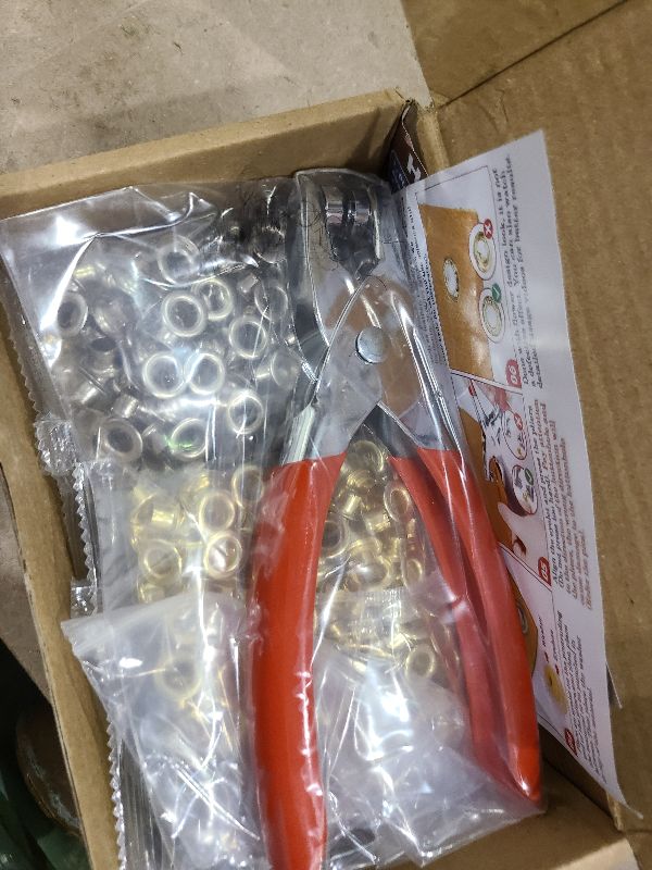 Photo 1 of 1003Pcs Grommet Tool Kit, 1/4 Inch 6mm(Inside) Grommet Eyelet Pliers Kit with 1000 Metal Eyelets with Washers for Fabric, Leather, Belt, Shoes, Clothes