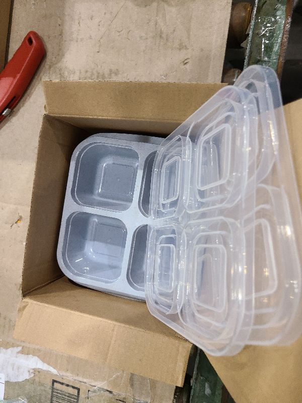 Photo 1 of **MSRP 7.99** Lvcksturoge 2 Pack Snack Containers, 2 Compartments Bento Snack Box, Reusable Meal Prep Lunch Containers for Kids Adults, Divided Food Storage Containers for School Work Travel Pink & Blue