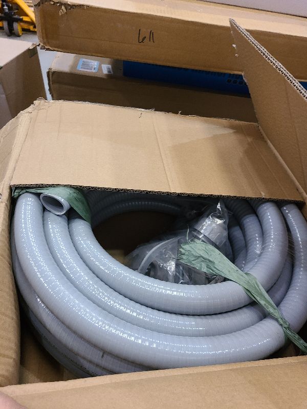 Photo 1 of (1 inch Dia * 50 Feet) Yariwiz Flexible Electrical Conduit Liquid Tight PVC Conduit Kit with 5 PCS Coupling, 3 PCS Elbow and 10 PCS Strap, Sealtight Seal Flex Liquidtight Outdoor Non Metallic Grey