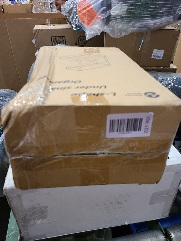 Photo 1 of 2 Pack Under Sink Organizer 2 Tier Sliding Cabinet Organizers Multi-Purpose Sink Storage Basket L-Shape Narrow Space Storage Shelves with 4 Hook for Kitchen Bathroom Drawer, Black