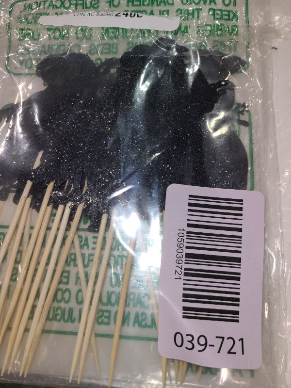 Photo 1 of 24 PCS Black Glitter 70s Disco Cupcake Toppers - Disco Dancing Cupcake Picks - Cake Decorations for Music Theme Wedding & Birthday Party Supplies