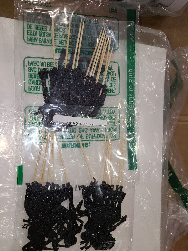 Photo 1 of 24 PCS Black Glitter 70s Disco Cupcake Toppers - Disco Dancing Cupcake Picks - Cake Decorations for Music Theme Wedding & Birthday Party Supplies