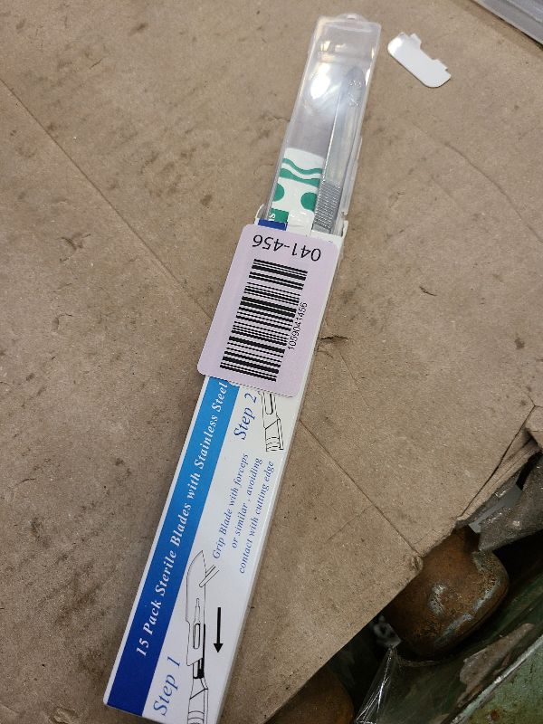 Photo 1 of 15 Pack Surgical Blades #10 with Stainless Steel Scalpel Handle, High Carbon Steel Dermablade Blades Individually Wrapped Sterile for Dermaplaining, Podiatry, Crafts & More