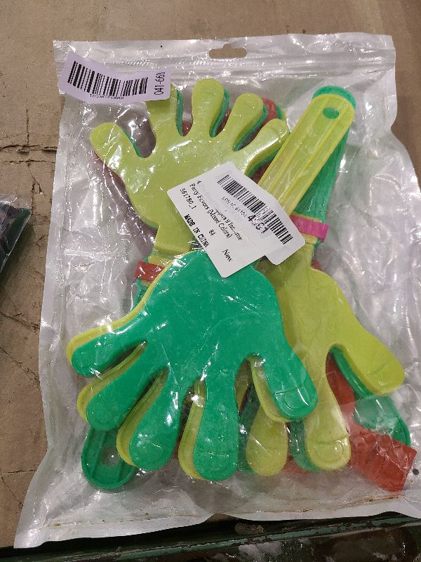 Photo 1 of 4 Pcs Hand Clappers 9 Inch Large Hand Clappers Noisemakers Cheer Noise Makers Finger Noise Makers for Sporting Events Basketball Football Game Party Favors (Mixed Colors)