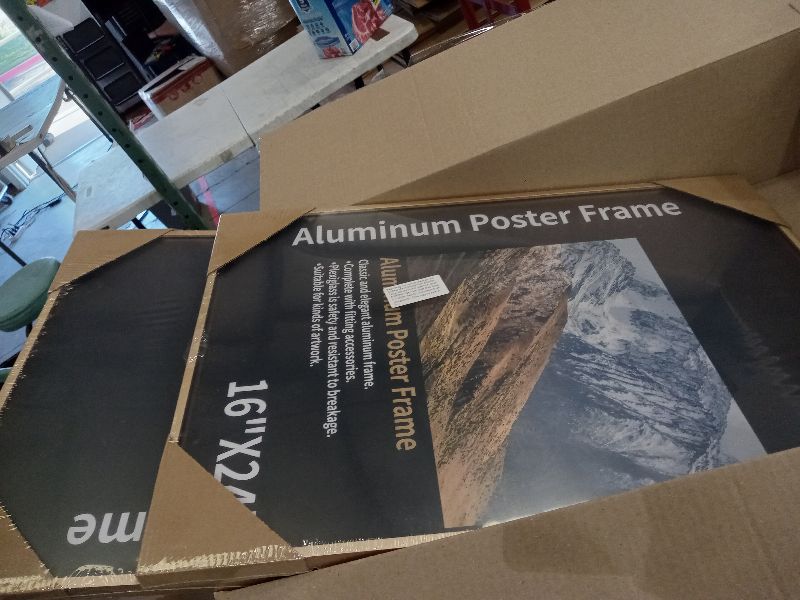 Photo 1 of 16x24 Poster Frames, Plexiglass, Matte Gold Aluminum Snap Frame, Front-Loading Frame for Wall (2PCS)
