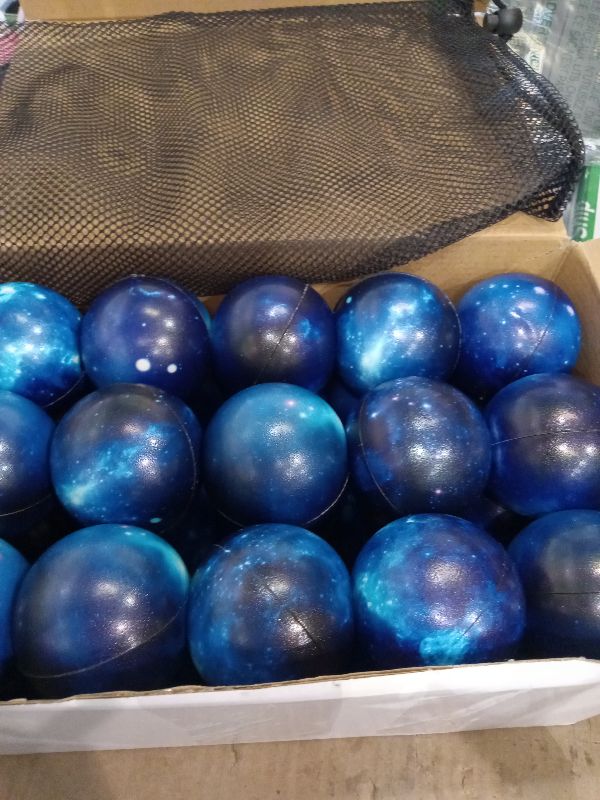Photo 1 of 30 Pcs Galaxy Stress Ball Bulks for Kids Adults, 2.5 Inch Galaxy Party Favor Gift Decorations Space Theme Stress Balls with Storage Bag for School Stress Relief, Ball Games