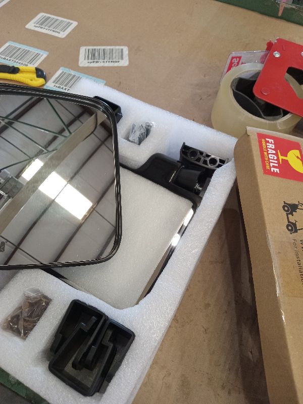 Photo 1 of 10L0L Golf Cart Mirror, No Drilling Extra Large Side View Mirror Universal for Yamaha, Club Car, EZGO, Folding Side Rear View Mirrors Adjustable 180 Degree (Black Clips)