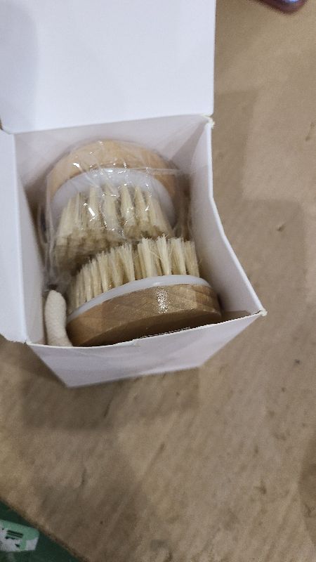 Photo 1 of 2 Pack Dry Brushing Body Brush, Natural Bristle Exfoliating Brush with Massage Nodes, for Lymphatic Drainage and Improving Skin Health and Reduces Acne