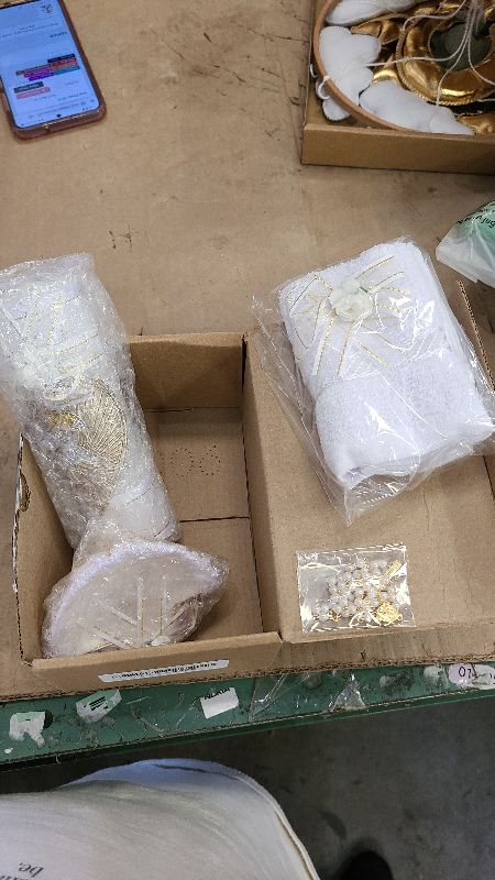 Photo 1 of Kit de Bautizo, Baptism Christening Kit, Catholic Handmade kit with Towel, Rosary, Baptism Candle and Baptism Shell, kit de bautizo con Toalla, Concha y Rosario, White Baptism Favor