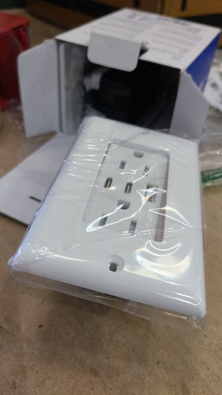 Photo 1 of ELEGRP USB Outlets, 15 Amp Wall Outlet with 3 USB Ports, Dual USB C Ports Outlets, TR Tamper-Resistant USB Outlets Receptacles, Wall Plate Included, UL/CUL Listed, 2 Pack, White