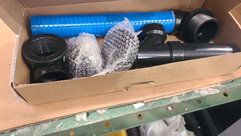 Photo 1 of (1 Pack) Yariwiz 1-1/2" Matte Black Bathtub Tub Drain Kit Blue Elastic Tube Bath Waste Overflow Drain Tube Assembly with Universal Lift & Turn Bathtub Drain and Overflow Faceplate Matte Black