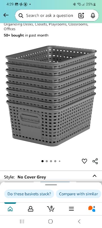 Photo 1 of 3 Pack Plastic Storage Baskets With Lids,Grey Breathable Stackable Storage Bins,Small Storage Containers,for Organizing Storage Baskets on Desktops,Closets,Playrooms,Classrooms,Offices