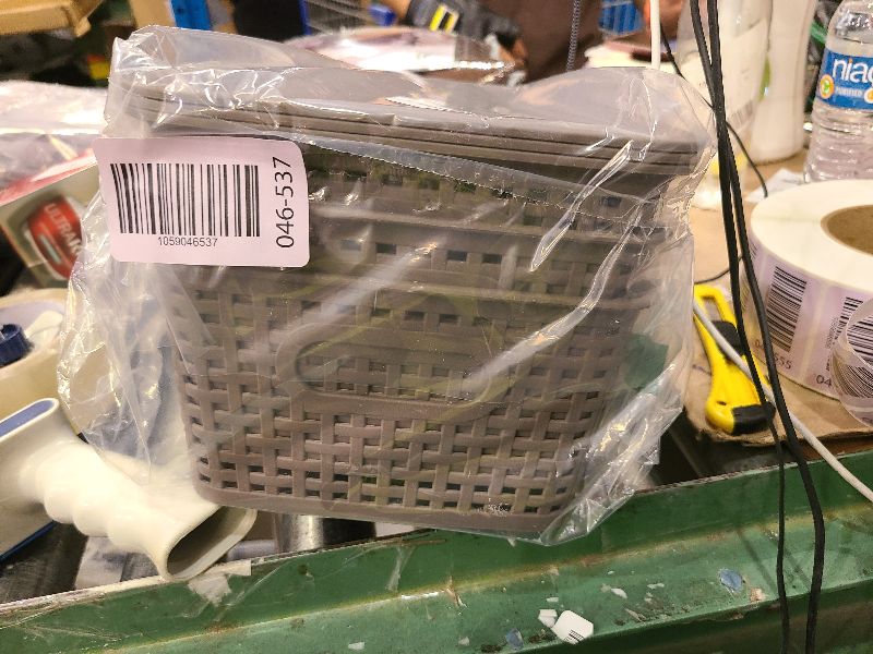 Photo 1 of 3 Pack Plastic Storage Baskets With Lids,Grey Breathable Stackable Storage Bins,Small Storage Containers,for Organizing Storage Baskets on Desktops,Closets,Playrooms,Classrooms,Offices