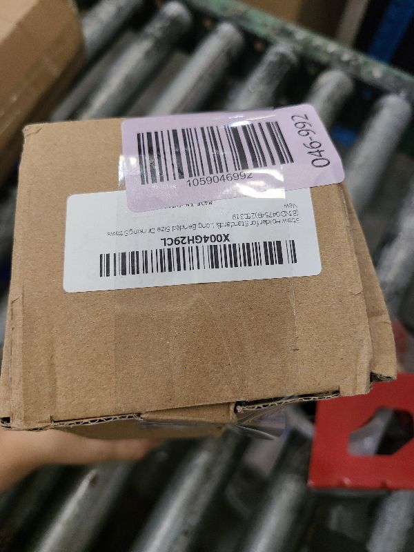 Photo 1 of 13.6 Inch Plastic Straw Dispenser, Drinking Straw Organizer Container with Stainless Steel Lid, Acrylic Plastic Straw Holder for Standard Size Drinking Straws