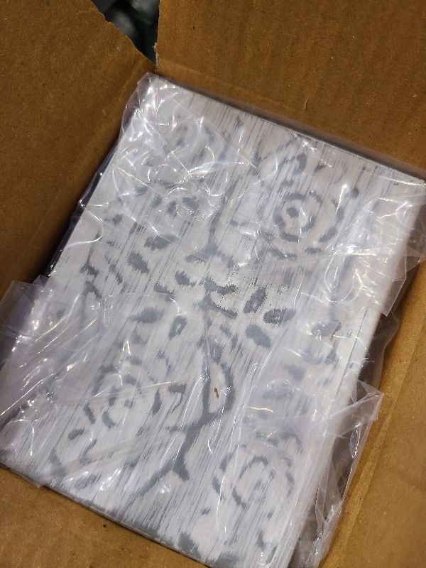 Photo 1 of Modern Farmhouse Decorative Tissue Box Holder - Distressed White, Rustic Metal Design for Bathroom