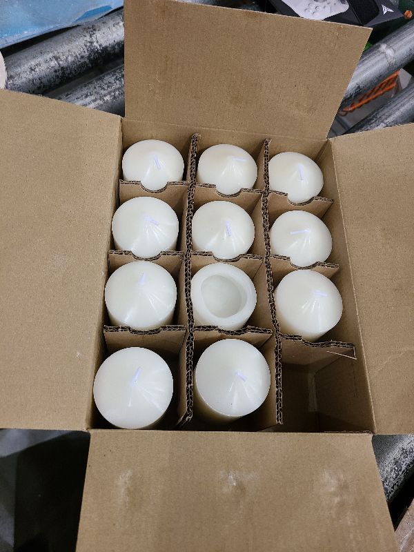 Photo 1 of 12 Pack Ivory 2x3 Inch Pillar Candles, 22 Hours Unscented Column Candles, Dripless Smokeless Unscented Candles for Home Weddings Restaurant Spa Church and Emergency