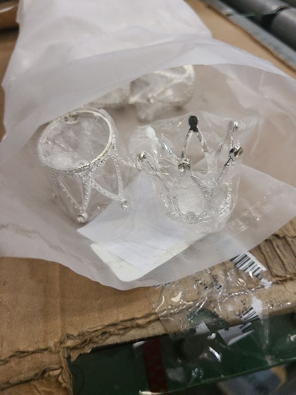 Photo 1 of 15Pcs Crown Cake Topper, Silver Mini Crowns, Small Crystal Pearl Cupcake Toppers for Flower Arrangements Cupcake Baby Shower Birthday Party Wedding Decor