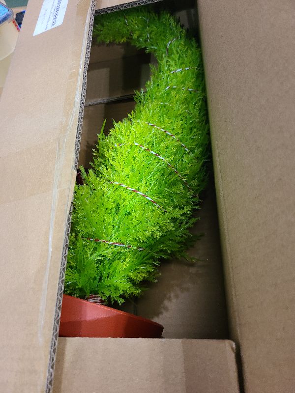 Photo 1 of 2Ft Christmas Tree Decorations, Mini Tabletop Christmas Tree with Red Thread Balls Lime Green Christmas Decorations for Centerpiece Tabletop Home Office Decor