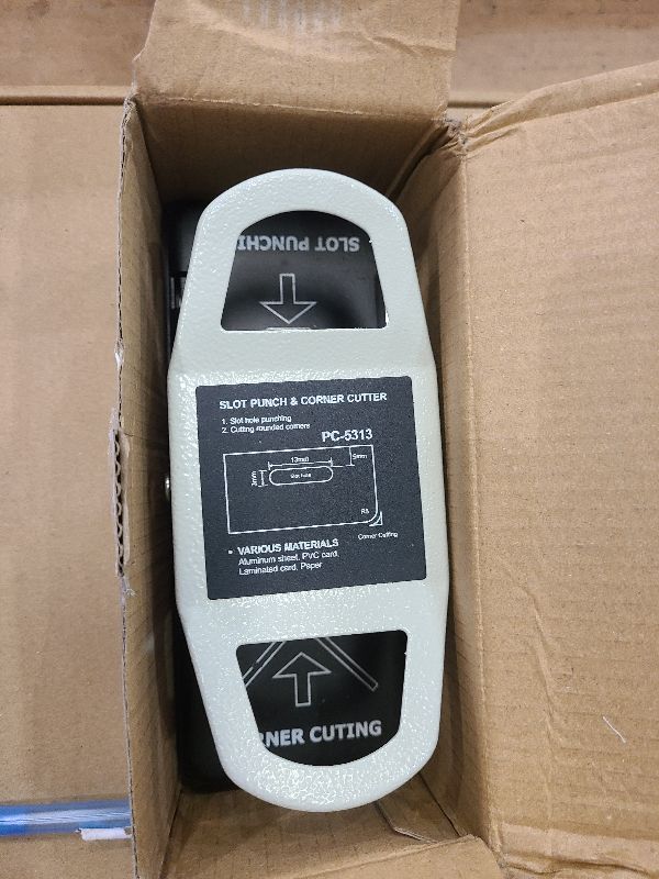 Photo 1 of 2 in 1 ID Badge Slot Hole Punch 3 x 13 mm and R5 Card Corner Trimmer Dual Use Hand Hold Slot Flat Hole Puncher DIY Corner Rounder Punch Tool for PVC ID Card Name Badge Photo Paper Crafts