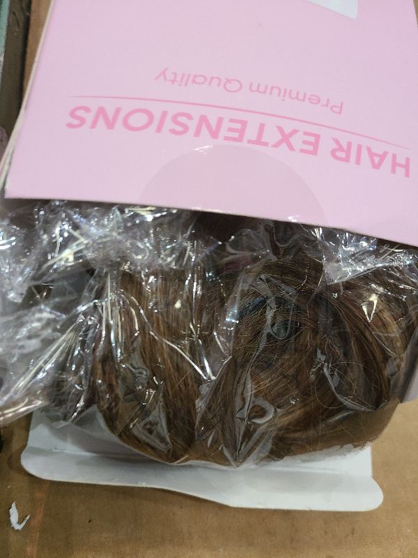 Photo 1 of 12 Inch Ponytail Extension - Clip in Ponytail Hair Extensions, Curly Wavy Pony Tails Hair Extensions, Synthetic Claw Clip Ponytail Extension for Women (Color: Light Brown With Blonde Highlights)