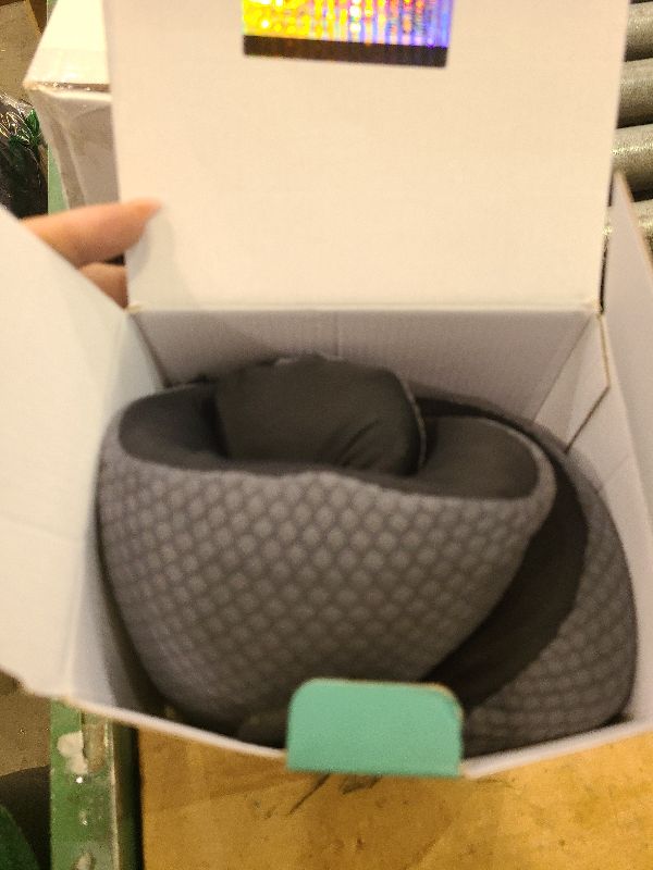 Photo 1 of 2in1 Ergonomic Memory Foam Travel Neck Pillow – Travel Pillow for All Sleep Positions on Flights, Road Trips, and Long Distance Travel with Drawstring Bag (Adjustable - Dark Gray & Black)