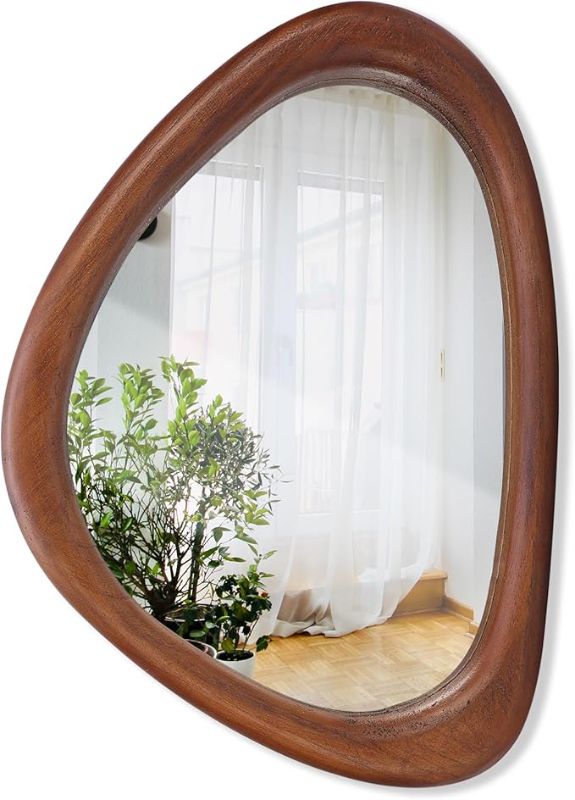 Photo 1 of **MSRP 29.99** MAGFLERUM Irregular Wall Mirror, 15 * 10 inch Asymmetrical Wood Mirrors, Small Wall Mirror, Hanging Vertically and Horizontally. Mirrors for Wall Decor (Black Walnut)