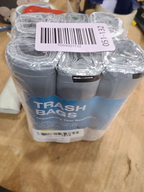 Photo 1 of 120 Counts 1.6 Gallon Mini Drawstring Trash Bags, Small Garbage Bags by KSSKSS, Code a fit 4.5-8 Liter, 1.2-2 Gal, White Trash Bin Liners for Home Office Kitchen Bathroom Bedroom