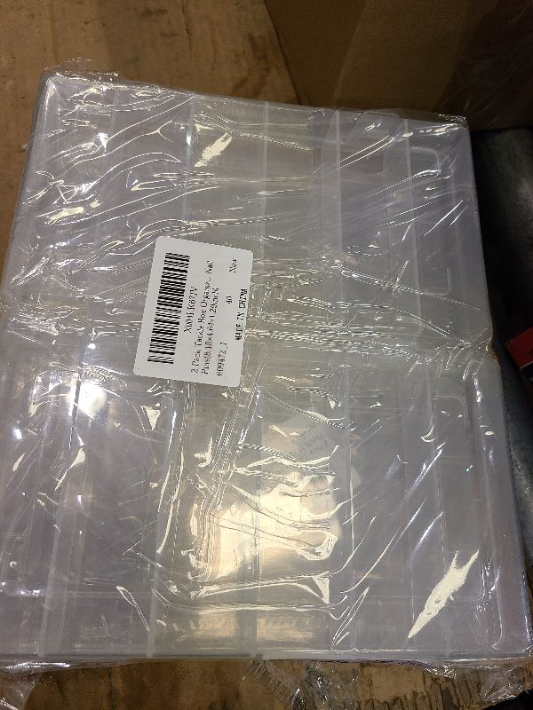 Photo 1 of 2 Pack Tackle Box Organizer 6 Grids, Clear Plastic Fishing Tackle Box, Compartment Storage Box, Craft Organizer for Lure Bait Hooks Storage Screws Nail Pins(8.18×4.64×1.29inch)