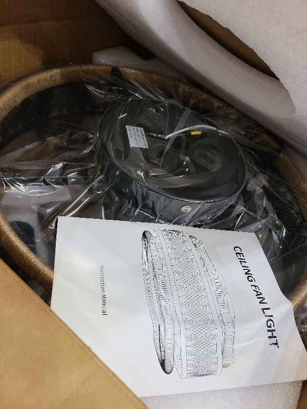 Photo 1 of 18” Low Profile Boho Nylon Cage Ceiling Fans with Lights and Remote, Black Flush Mount Ceiling Fan, Small Farmhouse Ceiling Fan Lamp Lighting Fixture for Bedroom, Reversible(Bulbs not included)