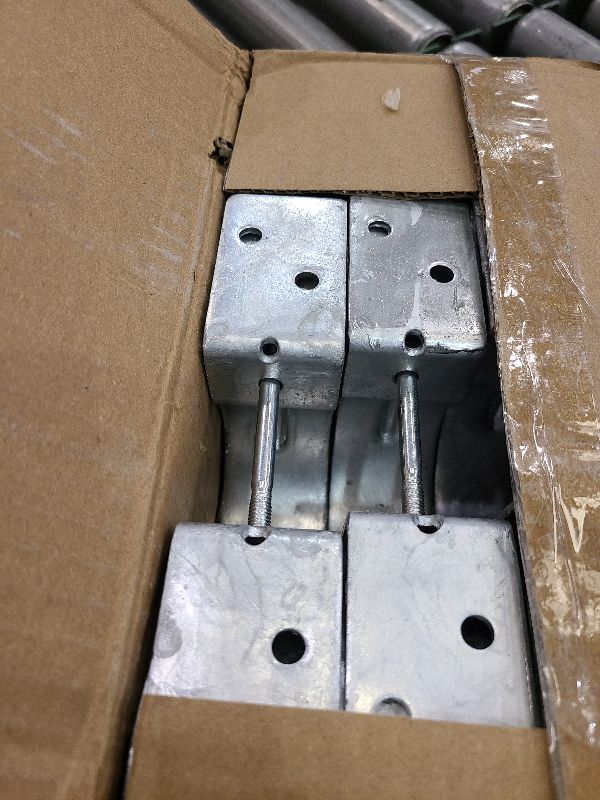 Photo 1 of 24-Pack Steel 2 Wood Fence Bracket (with 96 Screws), 2-3/8 Fence Post Brackets, Fence Brackets for Metal Posts to Wood, Galvanized Pipe Grip Tie