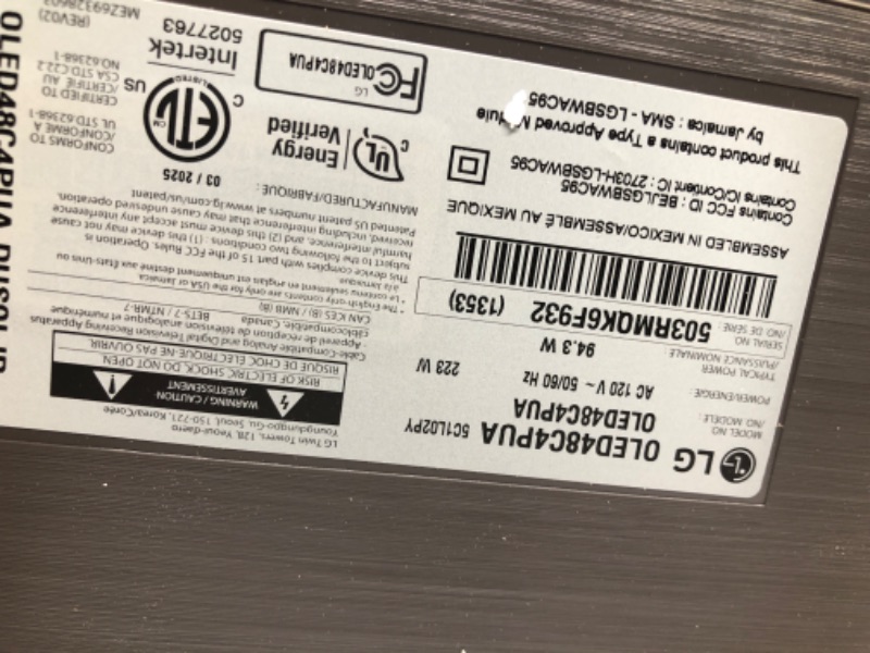 Photo 1 of **DOES NOT WORK PARTS ONLY **LG 48-Inch Class OLED evo C4 Series Smart TV 4K Processor Flat Screen with Magic Remote AI-Powered with Alexa Built-in (OLED48C4PUA, 2024),Black