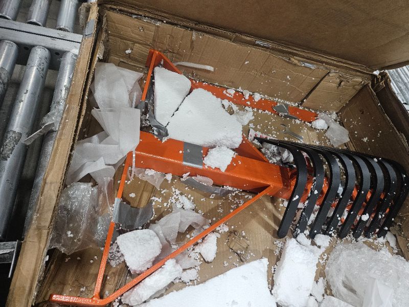 Photo 1 of **PARTS ONLY MISSING UNKNOWN PARTS**
BouPower 6FT Landscape Rake for Tractor,3-Point Lawn Dethatcher Attachments with 36 Steel Tines, 360 Degree Rotation Tow-Behind Landscape Rake, Orange