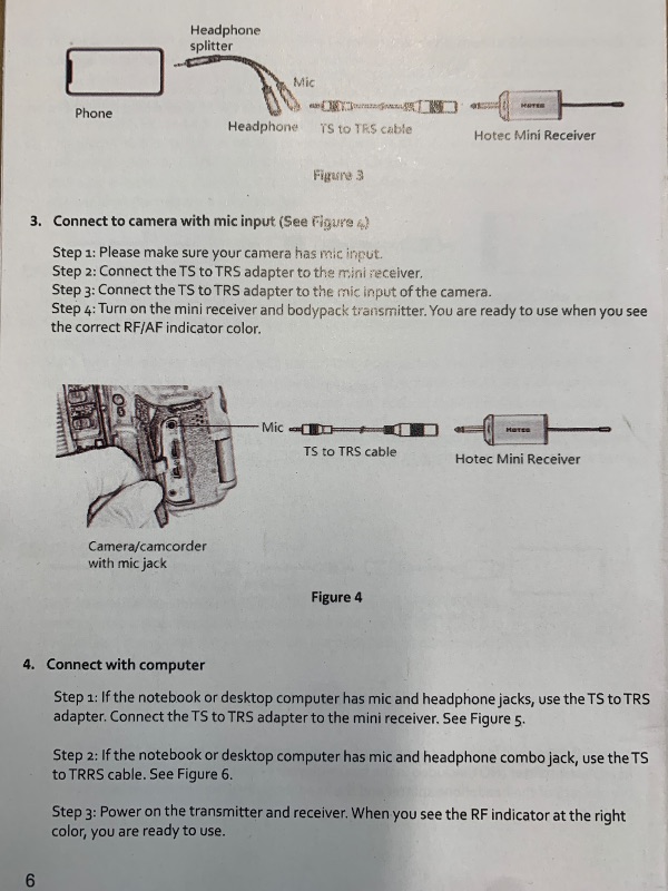 Photo 1 of (see all images) Hotec Wireless System with Dual Headset Microphones/Lavalier Lapel Mics and Bodypack Transmitters and One Mini