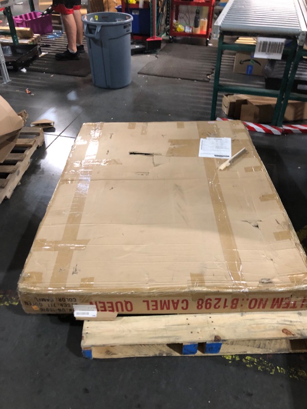 Photo 1 of ***MISSING PARTS***TRUCK PICKUP ONLY***
Elias Velvet Upholstered Bed (Queen, Camel) B1298Camel-Q