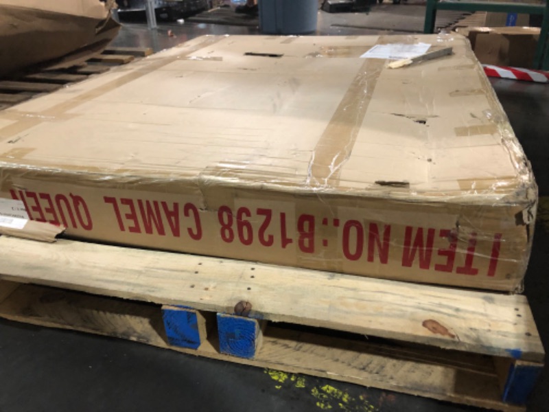 Photo 1 of ***MISSING PARTS***TRUCK PICKUP ONLY***
Elias Velvet Upholstered Bed (Queen, Camel) B1298Camel-Q