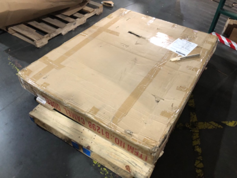 Photo 1 of ***MISSING PARTS***TRUCK PICKUP ONLY***
Elias Velvet Upholstered Bed (Queen, Camel) B1298Camel-Q