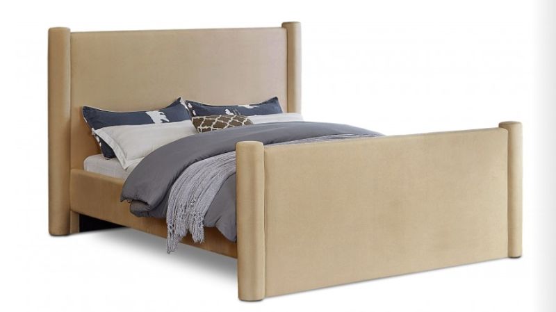 Photo 1 of ***MISSING PARTS***TRUCK PICKUP ONLY***
Elias Velvet Upholstered Bed (Queen, Camel) B1298Camel-Q