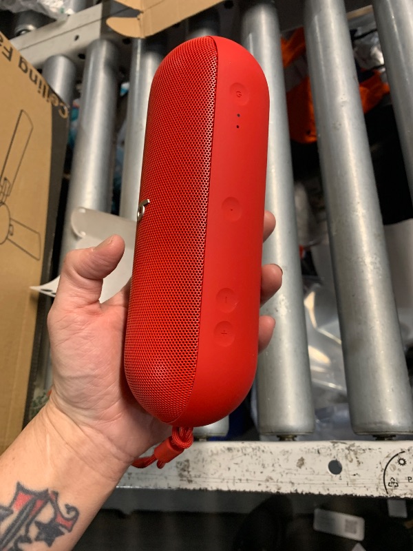 Photo 1 of (HEAVILY USED/MINOR DAMGE) Beats Pill - Portable Bluetooth Speaker - Up to 24H Battery Life, Water Resistant, Bluetooth, Apple & Android Compatible, Seriously Loud Sound for Home, Outdoor and Travel – Statement Red