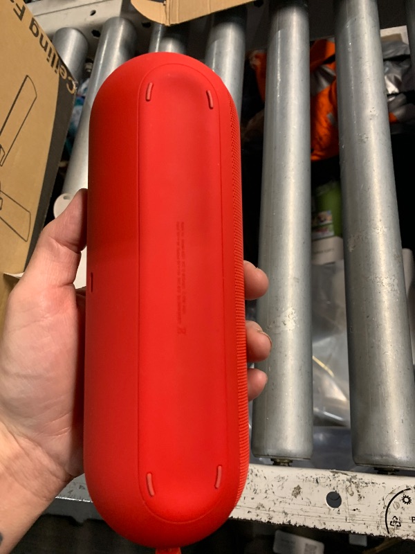 Photo 1 of (HEAVILY USED/MINOR DAMGE) Beats Pill - Portable Bluetooth Speaker - Up to 24H Battery Life, Water Resistant, Bluetooth, Apple & Android Compatible, Seriously Loud Sound for Home, Outdoor and Travel – Statement Red