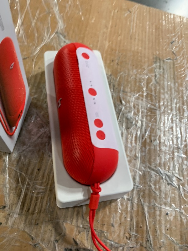 Photo 1 of (HEAVILY USED/MINOR DAMGE) Beats Pill - Portable Bluetooth Speaker - Up to 24H Battery Life, Water Resistant, Bluetooth, Apple & Android Compatible, Seriously Loud Sound for Home, Outdoor and Travel – Statement Red
