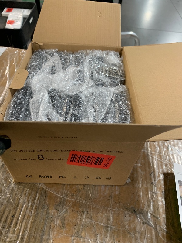 Photo 1 of (USED/FAIR) APONUO Solar Post Cap Lights for 4x4 Posts, Bright Warm White LED Post Cap Lights Solar Powered, IP64 Waterproof & All-Night Lighting, Black 8 Pack – Deck, Fence, Patio Light (Easy Install)