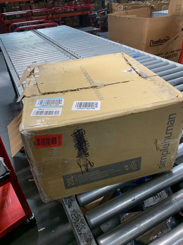 Photo 1 of ***(HEAVILY USED/ MINOR DAMAGE/ SEE NOTES)***simplehuman 20 Liter / 5.3 Gallon Dual Compartment Slim Open Top Recycling Trash Can, Commercial Grade Heavy Gauge White Stainless Steel